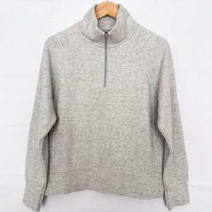 Nike Sweatshirt 1/4 Zip Mock Neck Cozy Knit Mockneck Pockets Size Small Gray